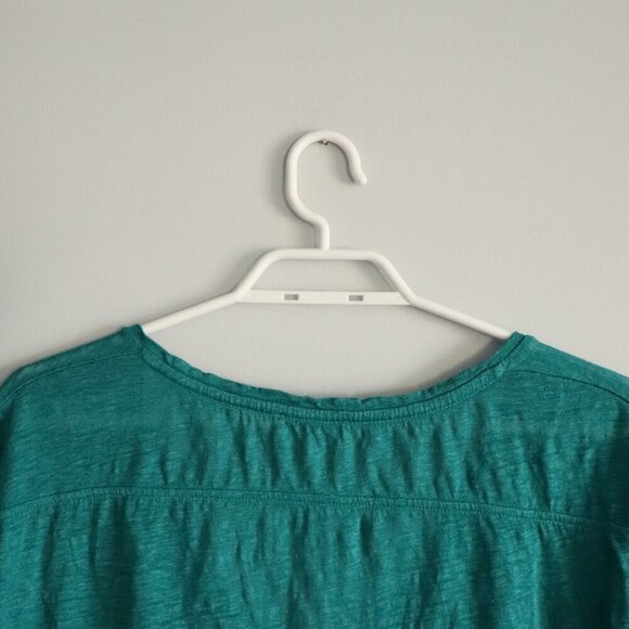 Babaton Women's Sz S Green 100% Linen Semi Sheer V-Neck Summer T-Shirt Top - Picture 6 of 10
